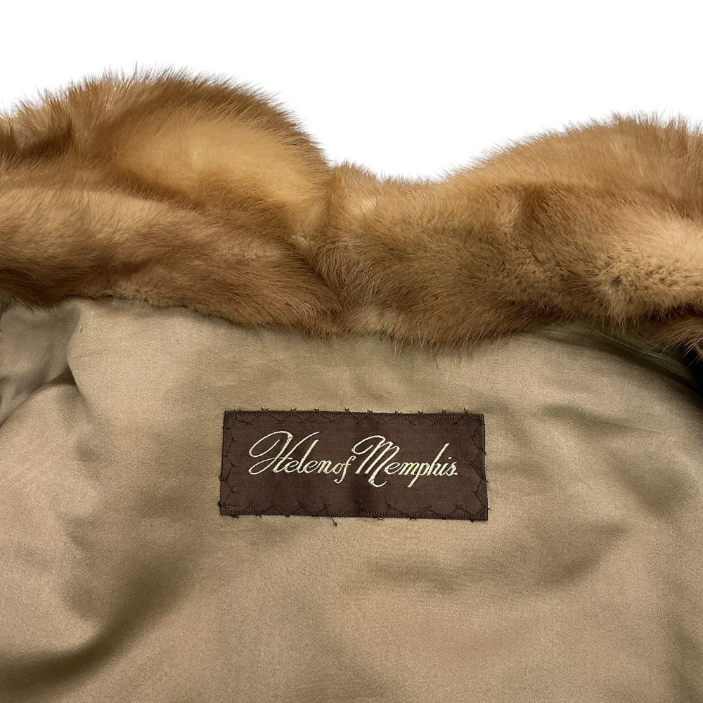 VTG Helen of Memphis Real Mink Fur Cape Jacket Stole Shawl Pastel Golden Brown S - Picture 9 of 16